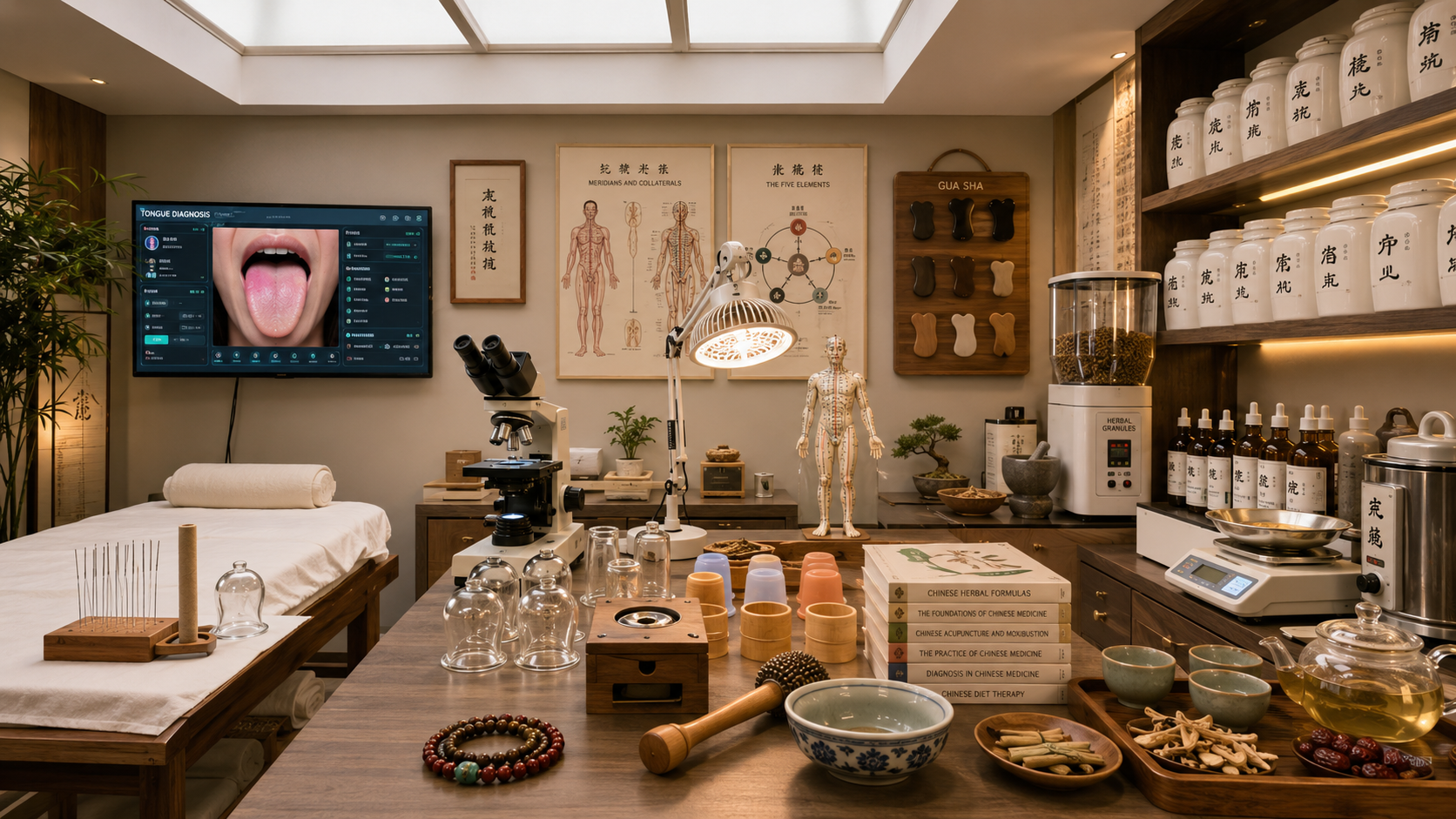 TCM kruiden en medicinals in professionele laboratoriumomgeving